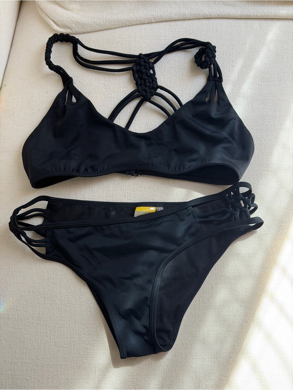 Black Strappy Macramé Bikini Set